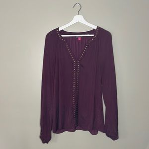 Vince Camuto Plum Studded Blouse Size L